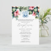 Doop Uitnodigingen Religieus Blauw en Roze (Staand voorkant)