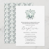 Doop Uitnodigingen Religieuze Wijze Groene Kam (Voorkant / Achterkant)