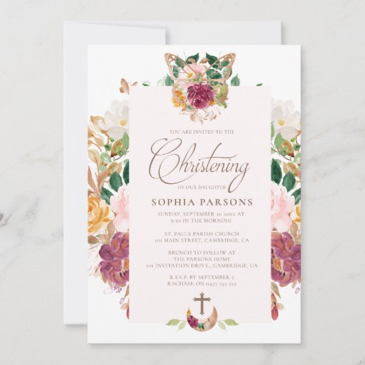 Doop Uitnodigingen | Saffron Rose (Voorkant)