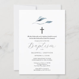 Doop Uitnodigingen Stoffige Blauwe Botanicals