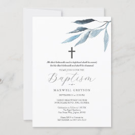 Doop Uitnodigingen Stoffige Blauwe Botanicals