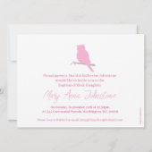 Doop uitnodigingskaart met baby meisje uil vogel f kaart (Achterkant)