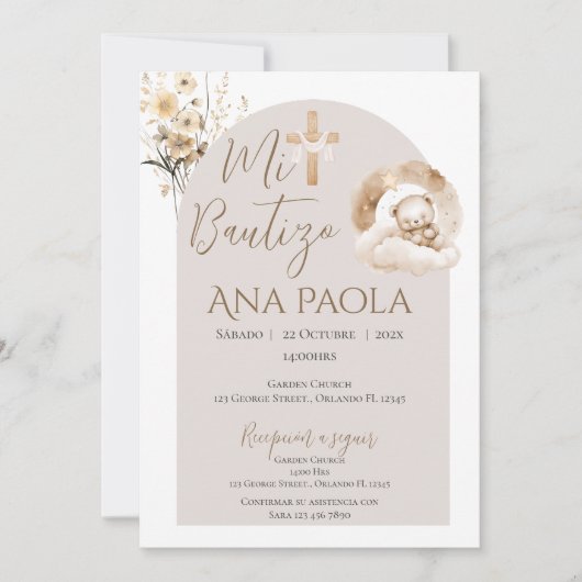 Doop van Boho met een beer in de wolken Kaart (Voorkant)