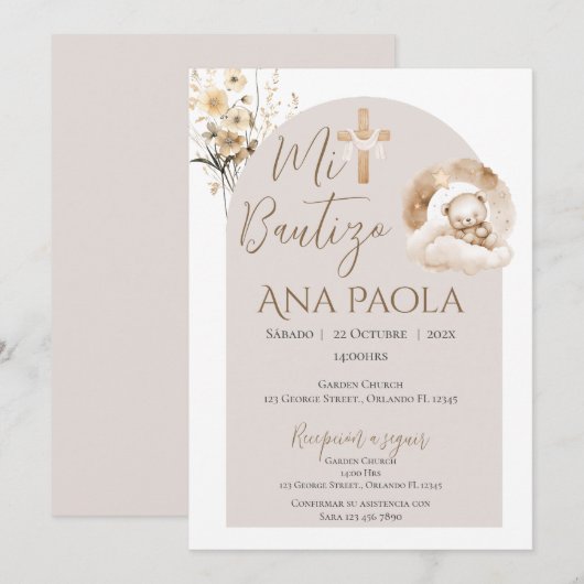 Doop van Boho met een beer in de wolken Kaart (Voorkant / Achterkant)