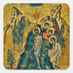 Doop van Christus Orthodoxe Christelijke Icoon Vierkante Sticker