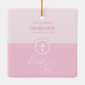 Doop van de Goddochter Roze Kind van God Gepersona Keramisch Ornament (Achterkant)