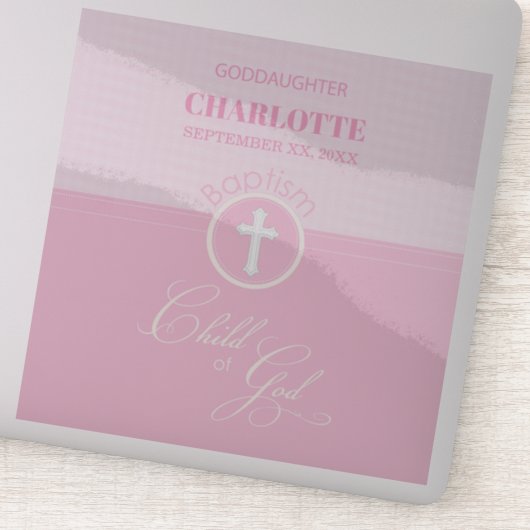 Doop van de Goddochter Roze Kind van God Gepersona Sticker (Detail)