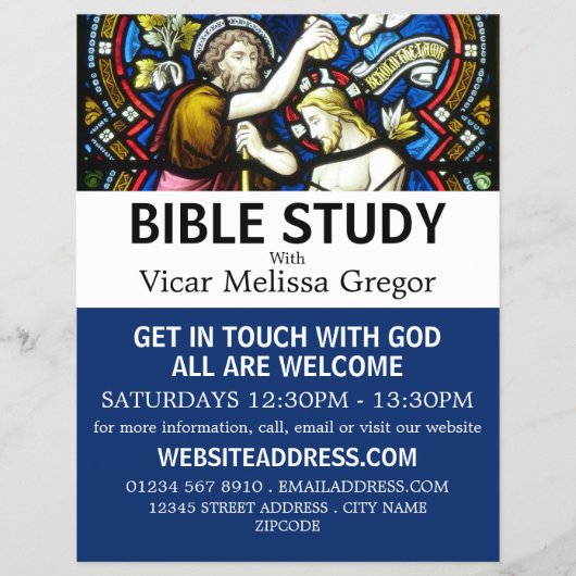 Doop van Jezus, Christelijke Bijbelklas Advertenti Flyer (Voorkant)