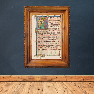 Doop van Jezus Christus Middeleeuws Chant Manuscri Poster