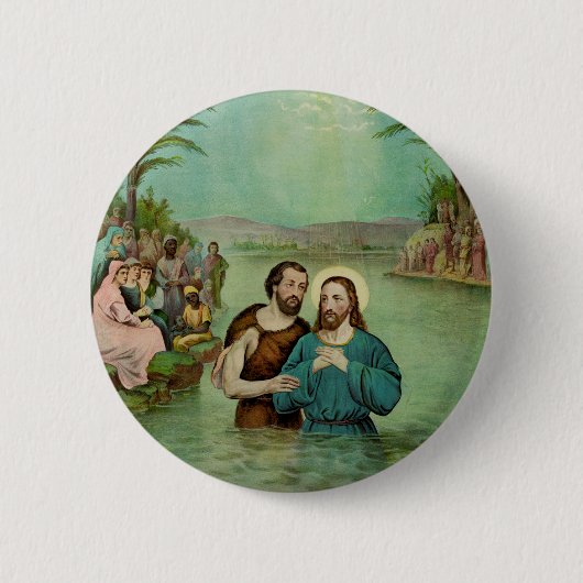 Doop van Jezus Christus Ronde Button 5,7 Cm (Voorkant)