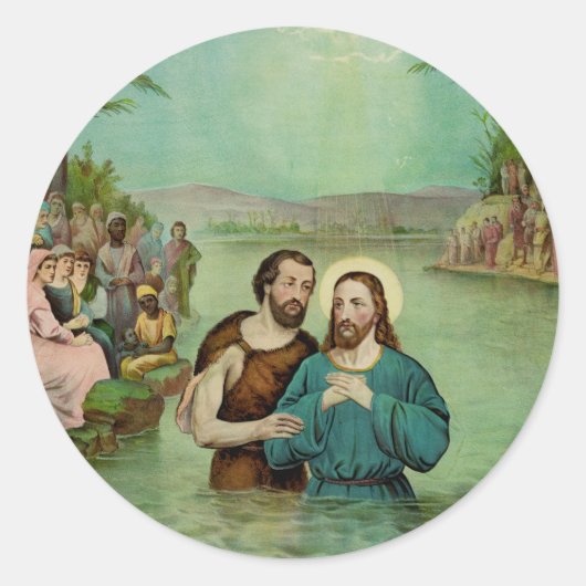 Doop van Jezus Christus Ronde Sticker (Voorkant)