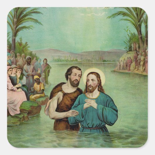 Doop van Jezus Christus Vierkante Sticker (Voorkant)