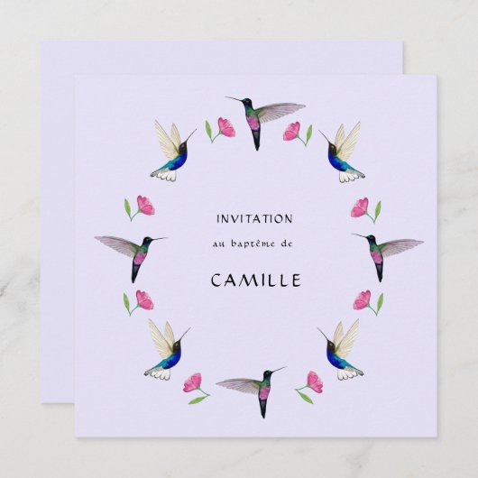 Doop van kolibrie kaart (Voorkant / Achterkant)