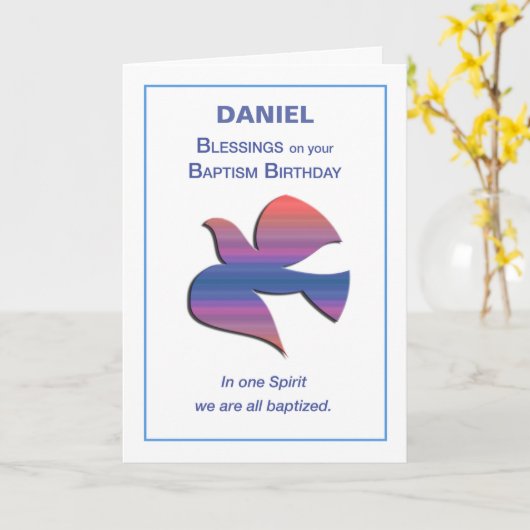 Doop Verjaardagsduif in Regenboog van Kleuren Kaart (Gele Bloem)