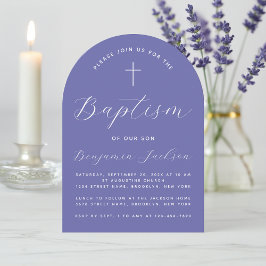 Doop Violet Boog Eenvoudig Modern Schrift & Kruis Kaart