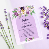 Doop violet paarse bloemen budget uitnodiging