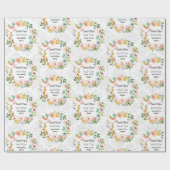 Doop Voeg naam & datum Cross Dove Flora krans toe Cadeaupapier (Vlak)