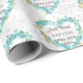 Doop Voeg naam & datum Cross Dove Vergeet me notit Cadeaupapier (Rol Hoek)