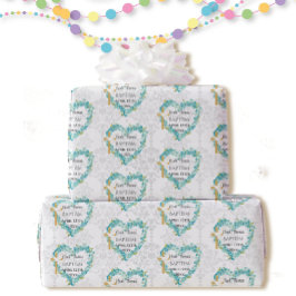 Doop Voeg naam & datum Cross Dove Vergeet me notit Cadeaupapier