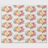 Doop Voeg Naam toe - Kruis met Bloemenspray Cadeaupapier (Vlak)