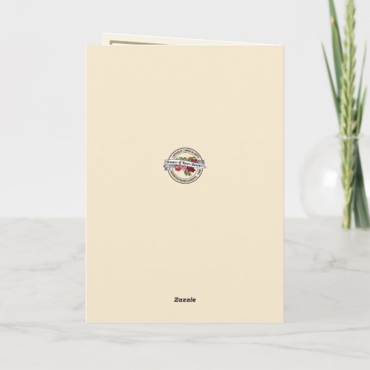 Doop voor Baby Gezegende Maria Blauwe Bloemen Kaart (Achterkant)