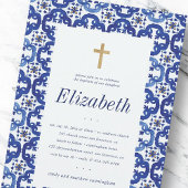 Doop voor haar blauw-witte mediterrane Tegels Kaart