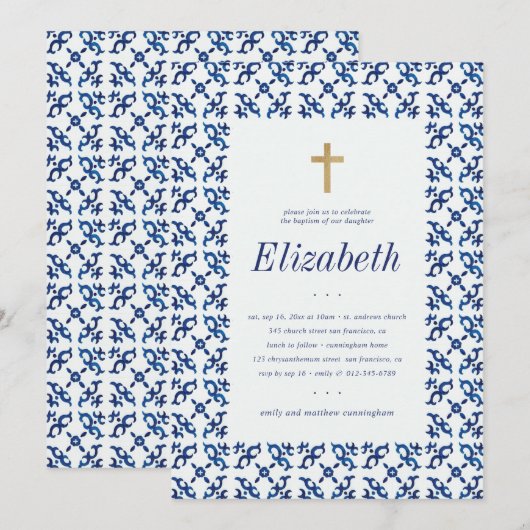 Doop voor haar blauw-witte mediterrane Tegels Kaart (Voorkant / Achterkant)