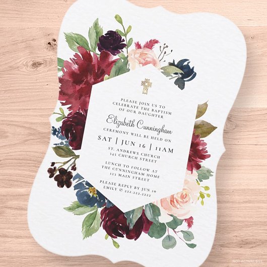 Doop voor haar eenvoudige Waterverf bloemenkruis Kaart