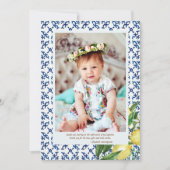 Doop voor haar mediterrane Tegels Lemons Floral Bedankkaart (Voorkant)