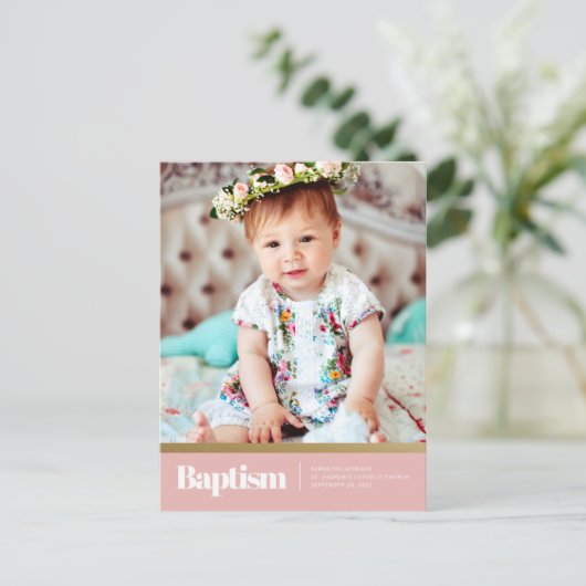 Doop voor haar moderne en eenvoudige foto briefkaart (Staand voorkant)