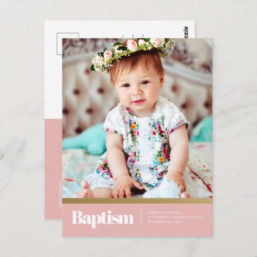 Doop voor haar moderne en eenvoudige foto briefkaart (Voorkant / Achterkant)