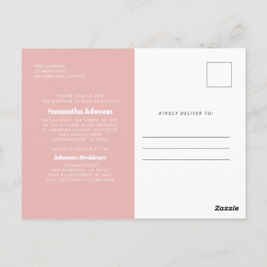 Doop voor haar moderne en eenvoudige foto briefkaart (Achterkant)