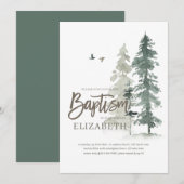 Doop voor haar | Waterverf dennenbomen Kaart (Voorkant / Achterkant)