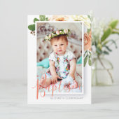 Doop voor haar Waterverf Floral Custom Photo Save The Date (Staand voorkant)