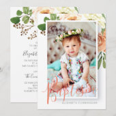 Doop voor haar Waterverf Floral Custom Photo Save The Date (Voorkant / Achterkant)