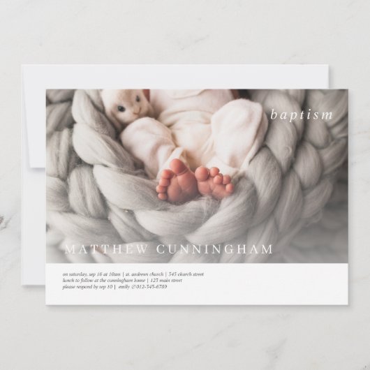 Doop voor hem | Moderne eenvoudige elegante foto Kaart (Voorkant)