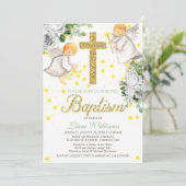 Doop Waterverf Angels Gold Glitter Invitation Kaart (Staand voorkant)