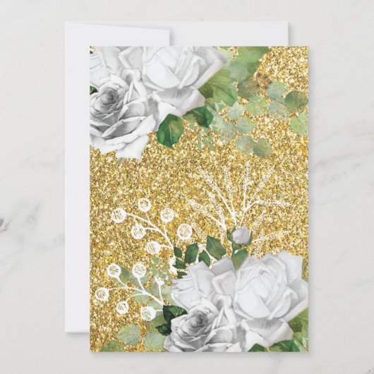 Doop Waterverf Angels Gold Glitter Invitation Kaart (Achterkant)