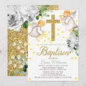 Doop Waterverf Angels Gold Glitter Invitation Kaart (Voorkant / Achterkant)