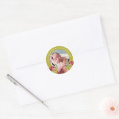 doop | Waterverf Bloemen en Bladerdeeg Ronde Sticker (Envelop)