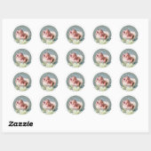 doop | Waterverf Bloemen en Bladerdeeg Ronde Sticker (Vel)