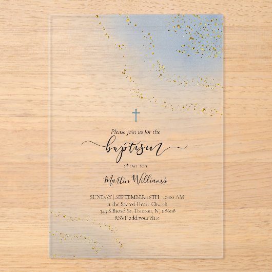 Doop waterverf faux glitter acryl uitnodigingen (Voorkant)