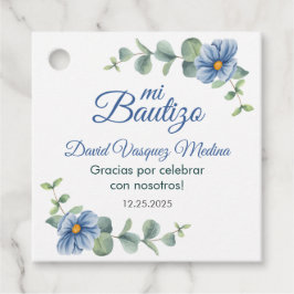 Doop Waterverf Groen bladeren Schattige Blauw Bedankjes Labels