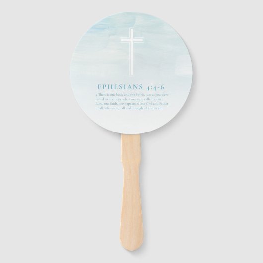 Doop Waterverf Pastel Blauwe Hand Fans Handwaaier (Achterkant)