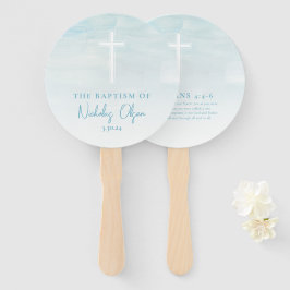 Doop Waterverf Pastel Blauwe Hand Fans Handwaaier