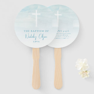 Doop Waterverf Pastel Blauwe Hand Fans Handwaaier