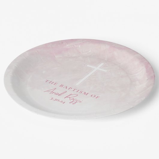 Doop Waterverf Pastel Roze Papier Borden Papieren Bordje (Gekanteld)