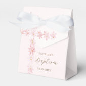 Doop waterverf roze bloemenkruis bedankdoosjes (Voorkant Zijde)