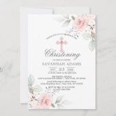 Doop Waterverf Roze Rose Meisje Cross Kaart (Voorkant)