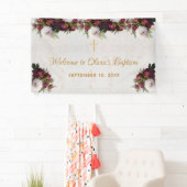 Doop Welkom Bloemen Bourgogne Witte pioen Marmer Spandoek (Insitu)